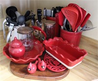 Red/ Black/ White Kitchen Set w/ Utensils