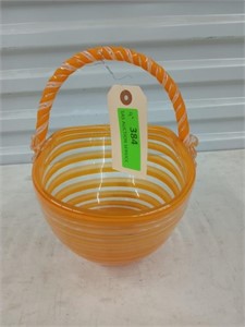 Hand blown glass basket 9"
