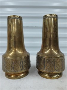 Pair of English Repousse solid brass 19th
