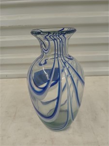 Hand blown glass vase 10"