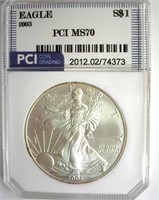 2003 Silver Eagle MS70 LISTS $180