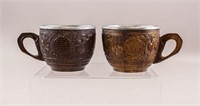 Two Chinese Coconut Wood Carved Cups