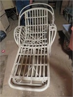 BAMBOO WICKER LOUNGER ON WHEELS, LOCATED IN