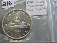 1946 Silver Canadian One Dollar Coin