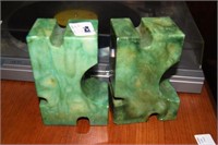 pair green onyx bookends