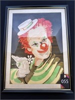 Vintage Clown Picture 13"W x 17"H