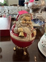 VINTAGE ROUND BOTTOM MUSICAL SANTA CLAUS WORKS