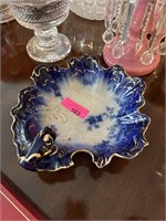 GORGEOUS FLOW BLUE W GOLD TRIM BOWL W P LABELLE