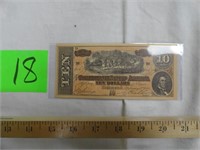 Confederate Money - $10 Bill - Unverified
