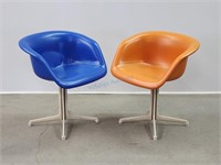 Pair Eames Style Swivel Vinyl Shell Chairs