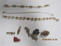 3 Goldtone Bracelets & Cracker Jack Pcs.