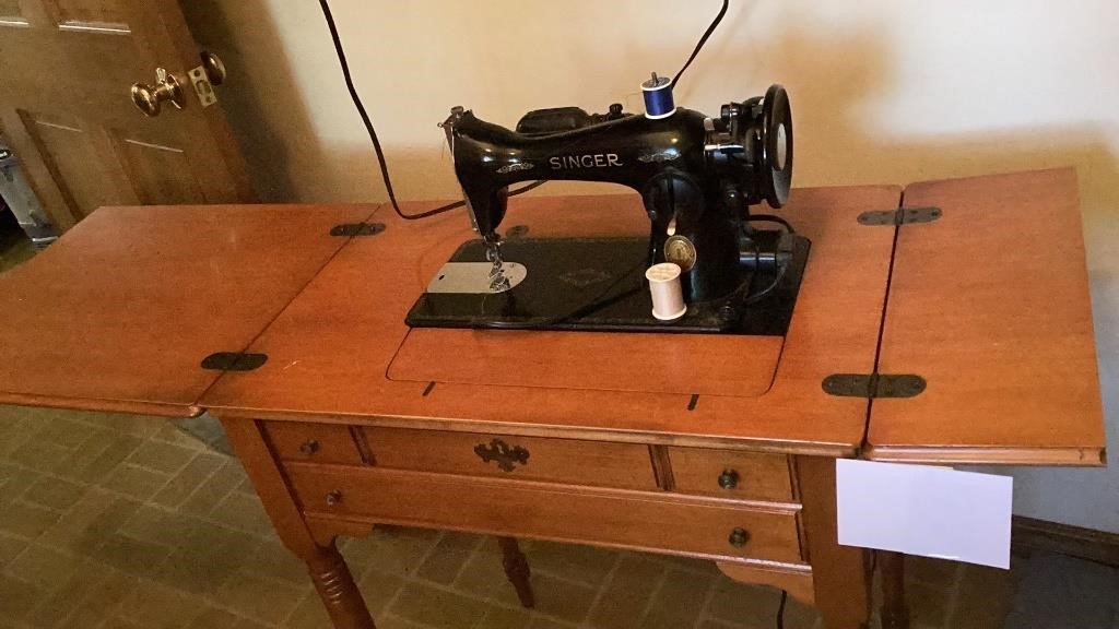 Singer sewing machine and cabinet