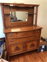 Vintage Ornate Buffet w/ Mirror