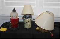 (2) Lamps: (1) Adjustable Wall & (2) Bean Jar,