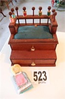 Vintage Sewing Box with Needle Keeper Doll