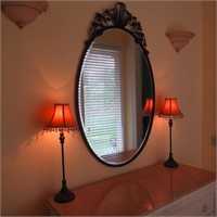 Wrought Iron Oval Mirror-Beveled