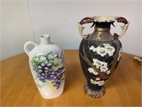 Antique floral vase and Heager pottery  vase