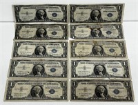 (10) RARE 1957 BLUE SEAL $1 BILLS