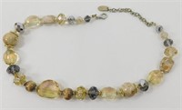 Stone and Crystal Necklace - Artist Signed Tag,
