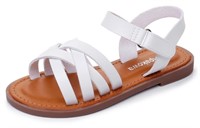 WFF4487  Apakowa Girls Flat Sandals White Size 2