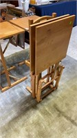 4 TV Tray Tables w/ Stand, Convert into Table