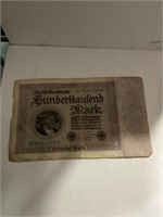 1920s German 100000 mark bank note