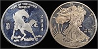 (2) 1 OZ .999 SILVER ROUNDS, YR OF HORSE & LIBERTY