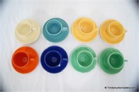 8 Fiestaware Original 6 Colors Teacups & Saucers