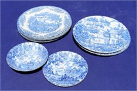 8 Blue and  white plates different patterns