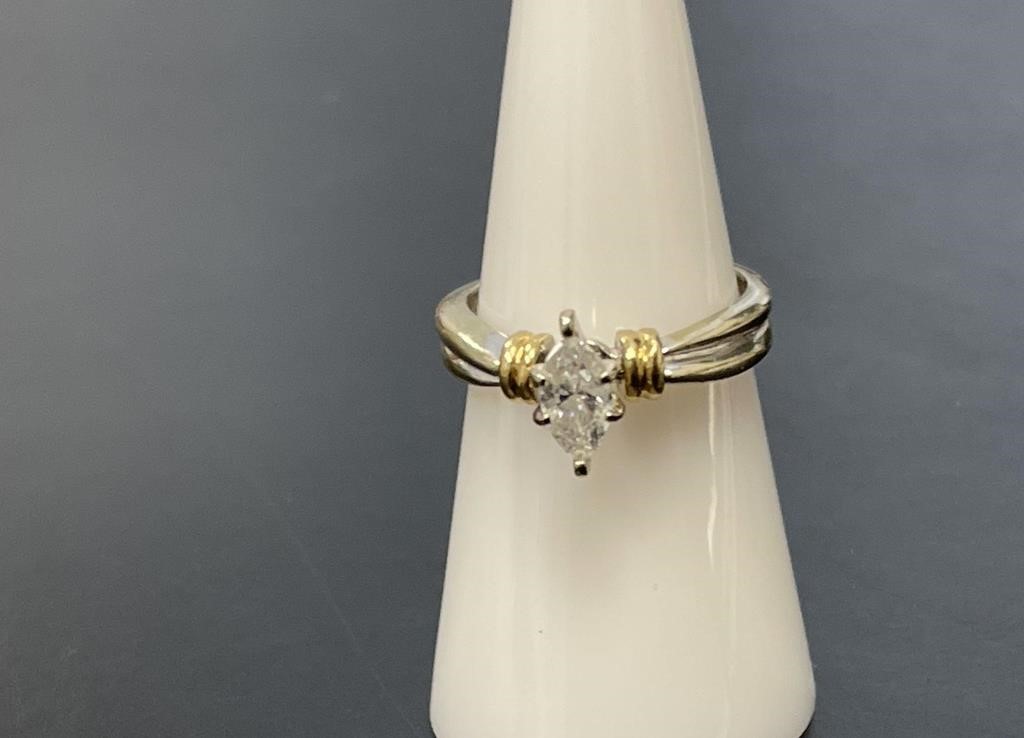 10 KT WG and YG Diamond Engagement Ring