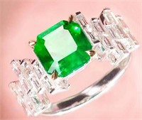 3.2ct Colombian Emerald Ring 18K Gold