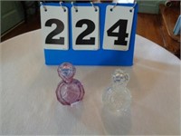 2 FACETED PERFUME BOTTLES