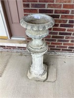 Pair of concrete planters on pedestal 36” tall