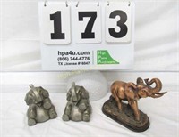 (3) Elephant Figurines