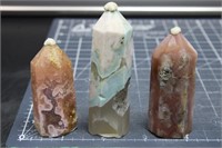 3, High Quality Flower Agate Towers, 6oz