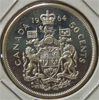 Silver uncirculated 1964 Canadian half dollar