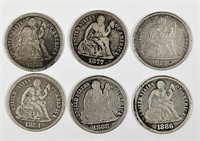 6 U.S. Seated Liberty Silver Dimes