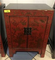 LACQUERED ORIENTAL CABINET, BRASS LOCK