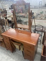 Vintage wooden vanity w/ chair