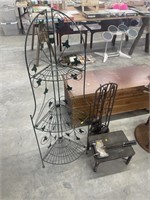 Fire place tools,plant stand , step stool, waffle