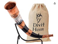 Divit Genuine Viking Drinking Horn with Iron Stand