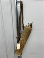 Doeskin Leather Quiver w/Arrows 28" Hand made