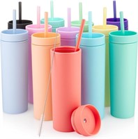 STRATA CUPS Multicolor Skinny Tumblers with Lids