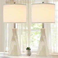 29 Inch Table Lamp Set of 2, Off-White Ceramic