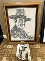 John Wayne Suede Art, Framed 21.5” x 25.5”and