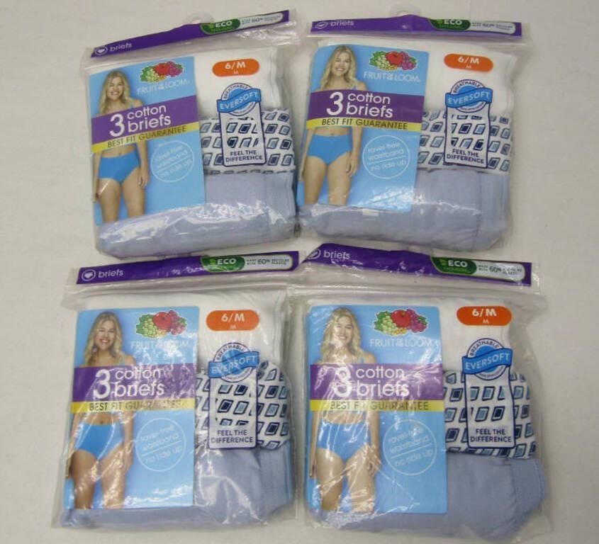 4 Packages of Women's Cotton Briefs SZ 6/M