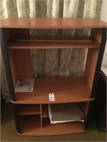 TV stand w/ glass door on bottom & glass shelves