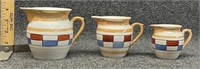 3 graduated "Checked" Czechoslovakia creamers