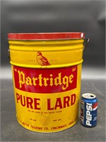 PARTRIDGE PURE LARD 48LB CAN W/LID GREAT GRAPHICS