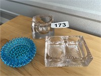 Blue Ashtray,Desk Caddy, & Inkwell U233